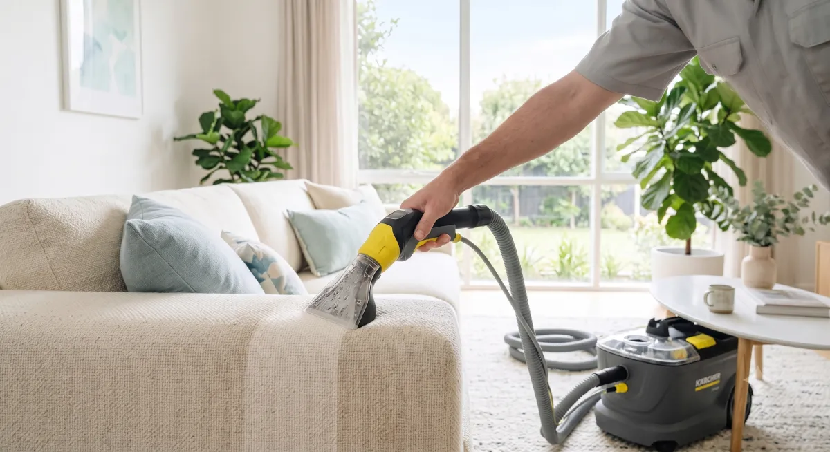Nettoyage professionnel d'un canapé en tissu à domicile